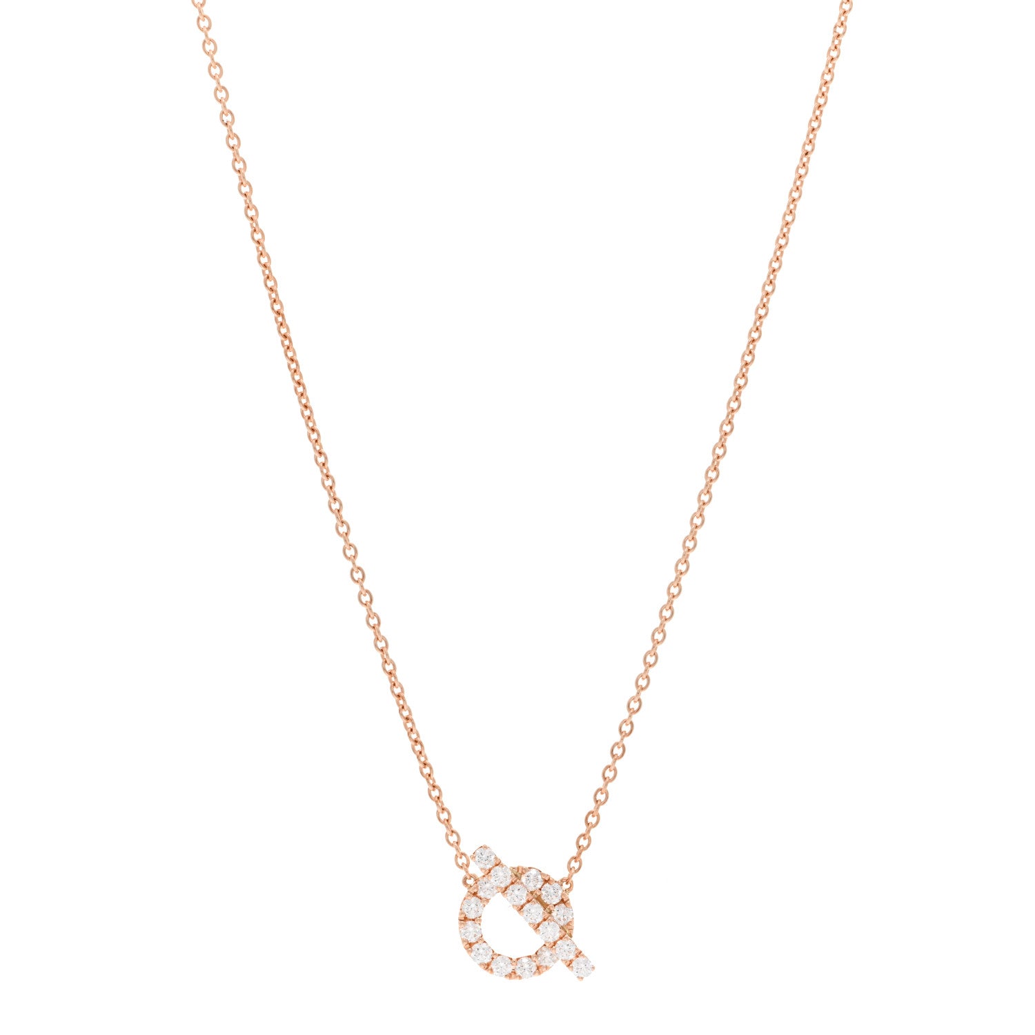Hermes 18K Rose Gold Diamond Finesse Pendant Necklace 1 of 5