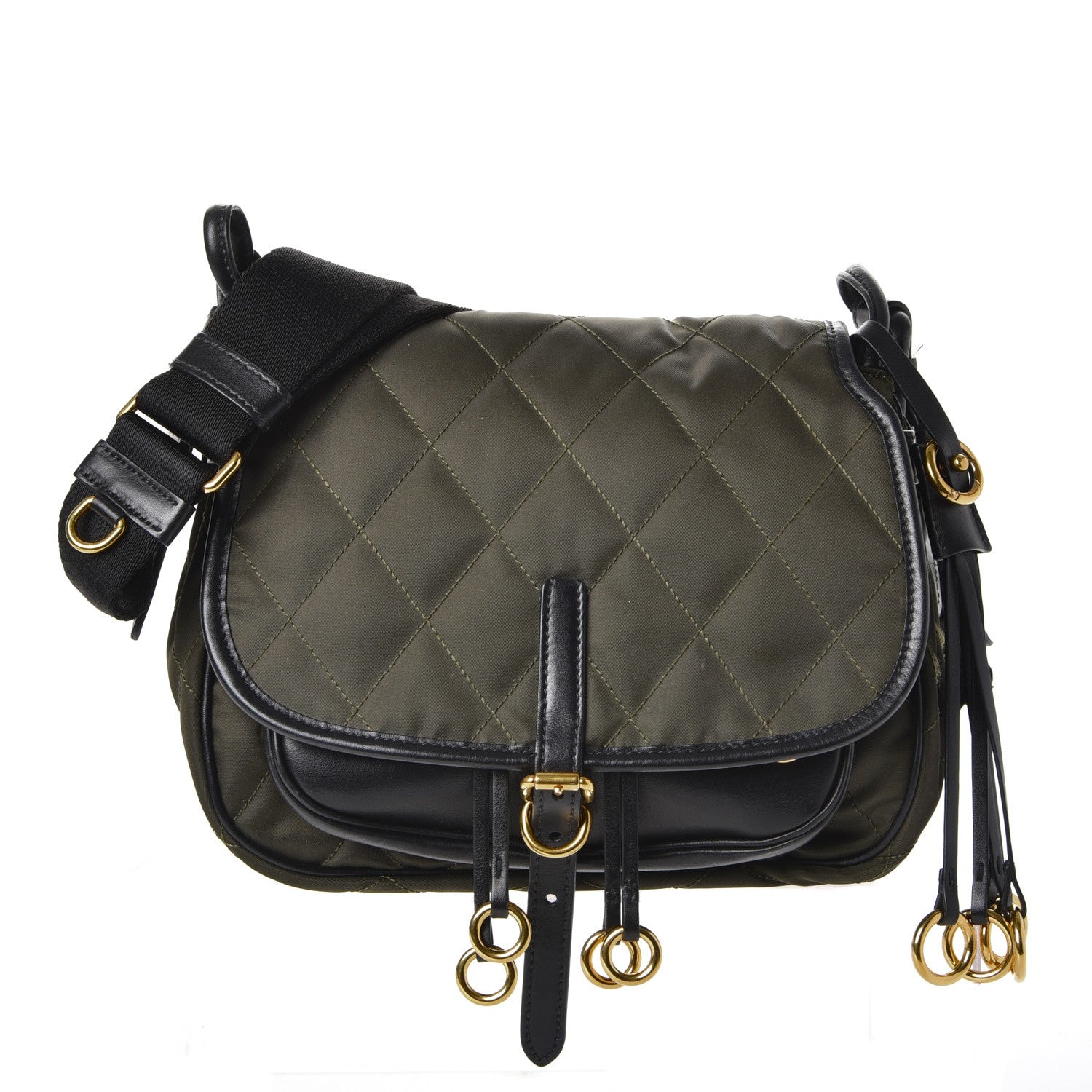 Prada Nylon Calf Quilted Corsaire Bag Militare Black 1 of 7