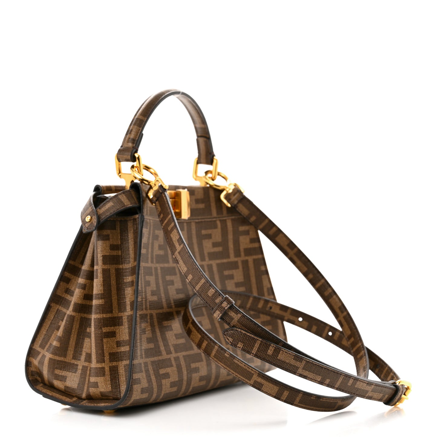 Glazed Fabric Vitello FF 1974 Hairdo Girls Inlay Mini Peekaboo Iconic Satchel Mogano Panna Multicolor