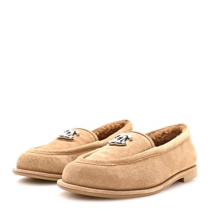 Chanel Suede Calfskin CC Loafers 37 Dark Beige 4 of 9