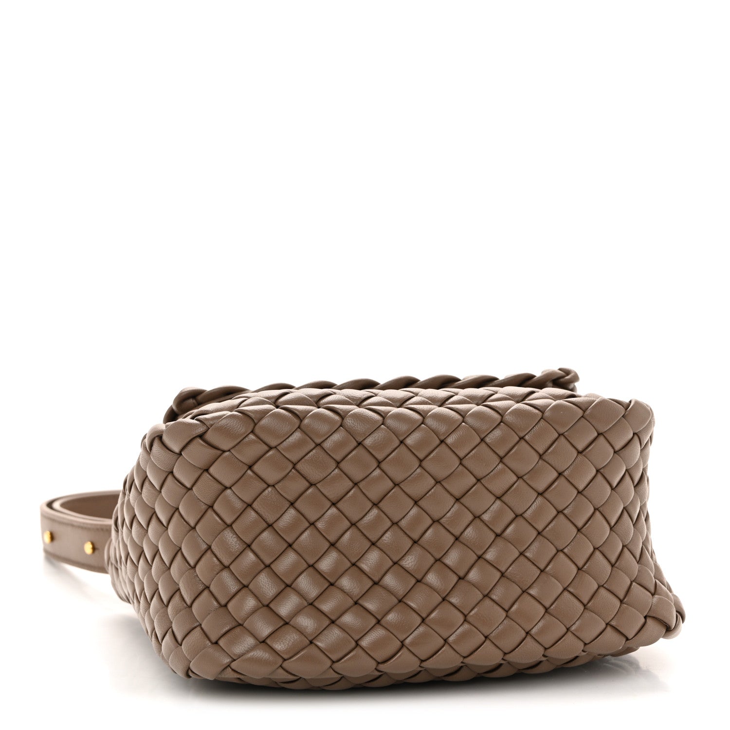 Bottega Veneta Nappa Intreccio Mini Cobble Shoulder Bag Taupe Grey