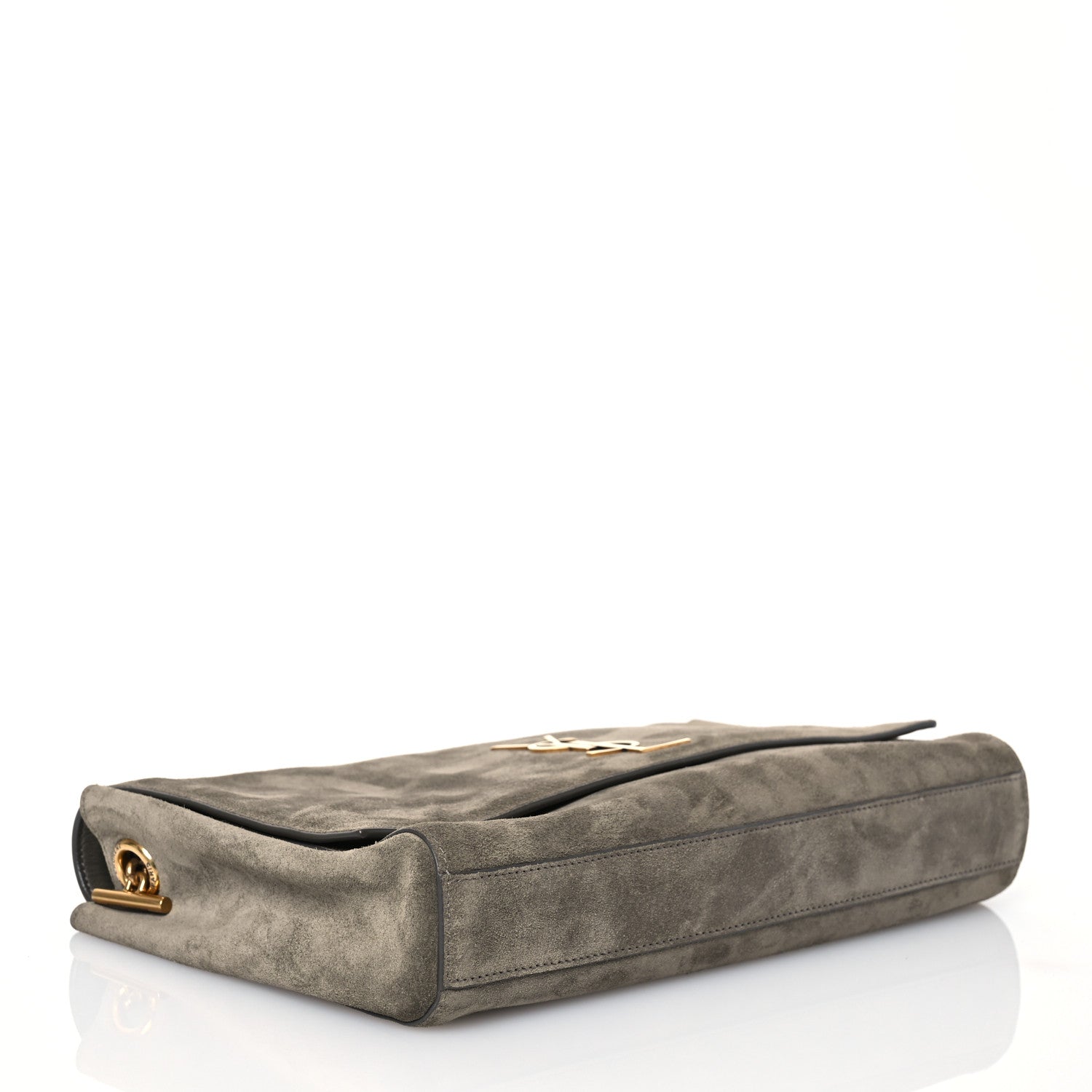Saint Laurent Smooth Calfskin Suede Medium Reversible Monogram Kate Satchel Taupe 4 of 13