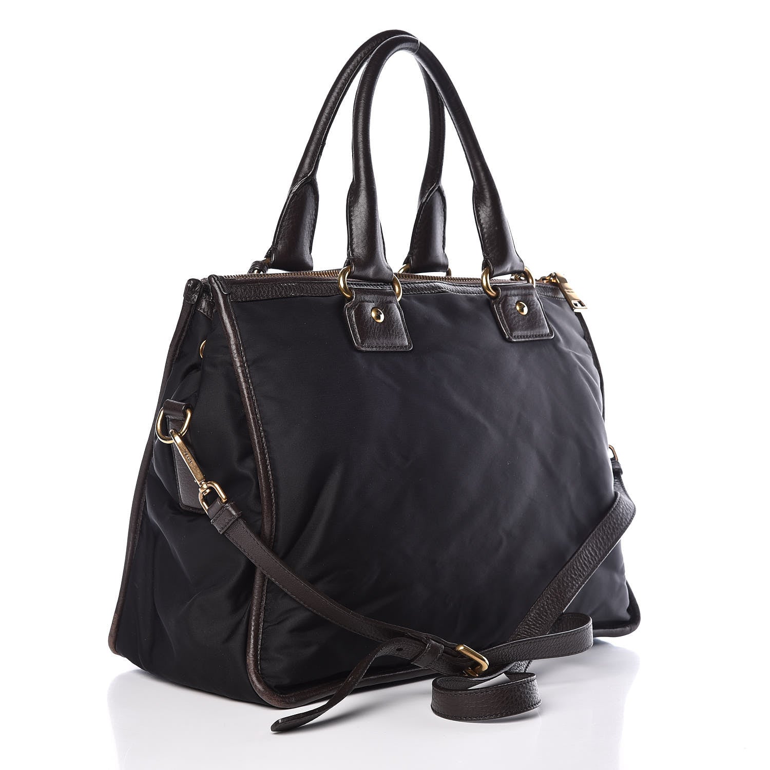 Prada Tessuto Nylon Double Zip Logo Tote Black 3 of 19