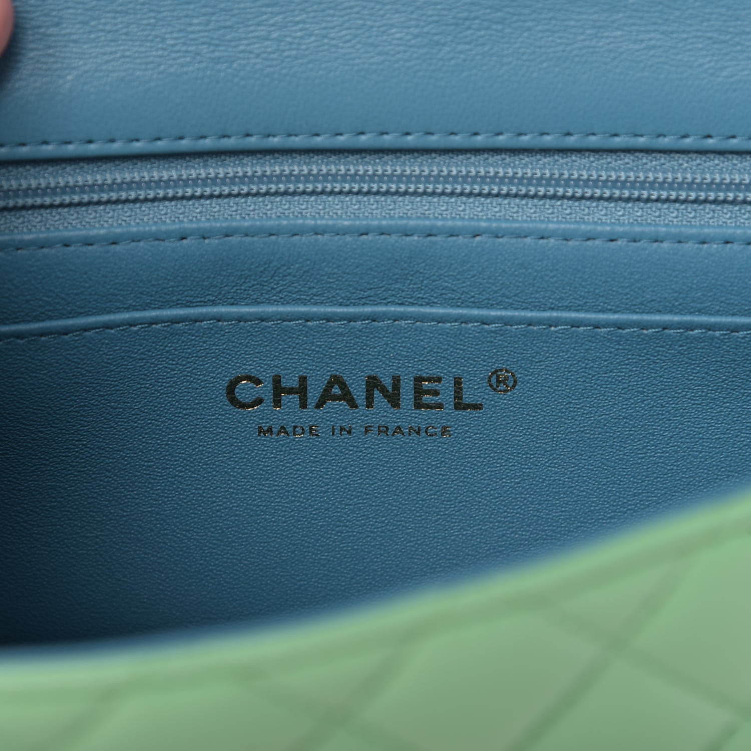 Chanel Lambskin Quilted Mini Rectangular Flap Green Blue 8 of 10