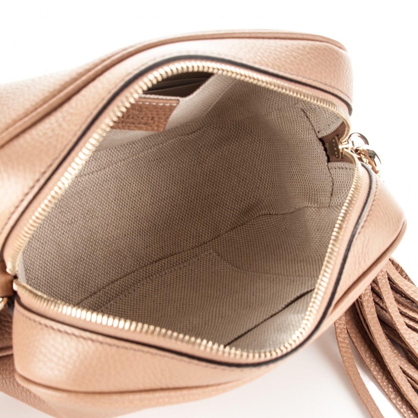 Pebbled Calfskin Small Soho Disco Bag Rose Beige