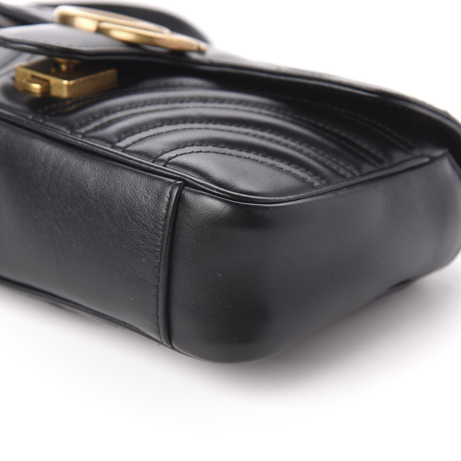 Gucci Calfskin Matelasse Mini GG Marmont Shoulder Bag Black 7 of 14