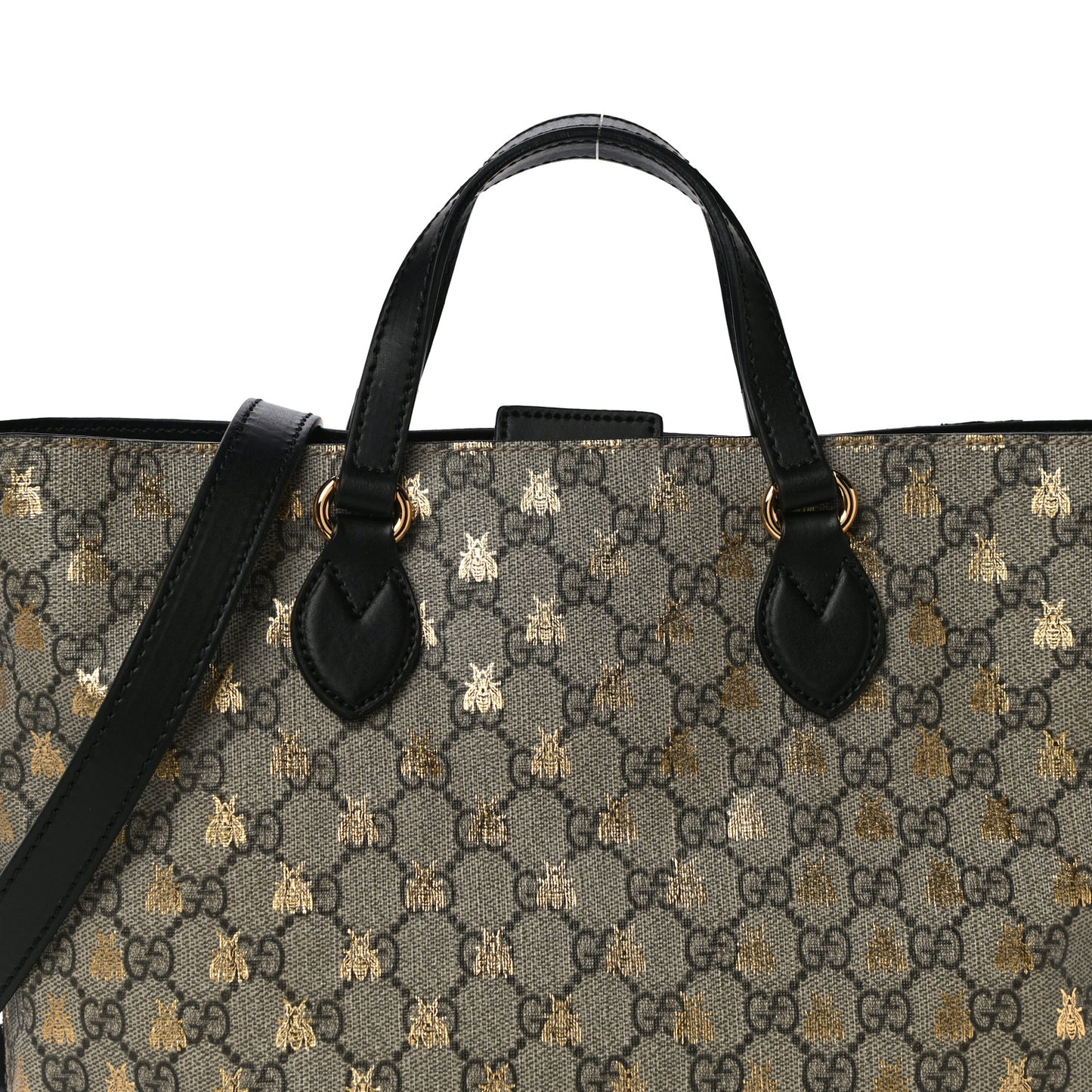 Soft GG Supreme Monogram Bees Small Crossbody Tote Beige Oro Black