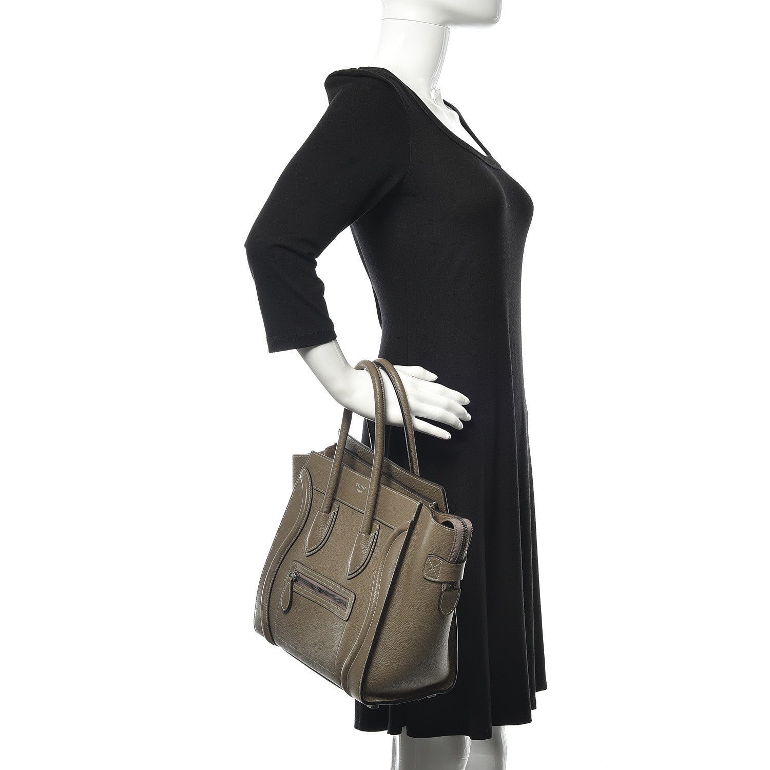 Celine Drummed Calfskin Micro Luggage Souris 2 of 25