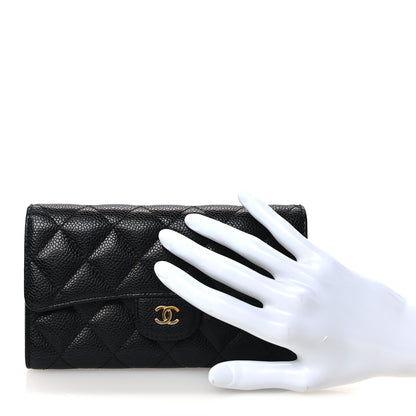 Chanel Caviar Quilted Long Flap Wallet Black 2 of 13