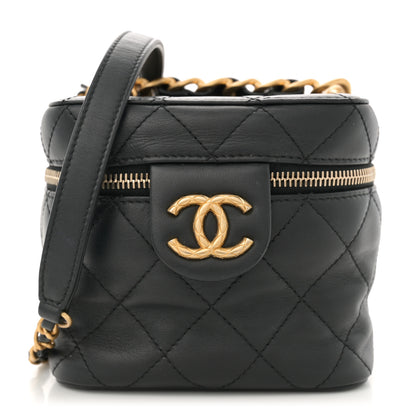 Chanel Calfskin Quilted Small Vanity Case With Chain Black 1 of 11