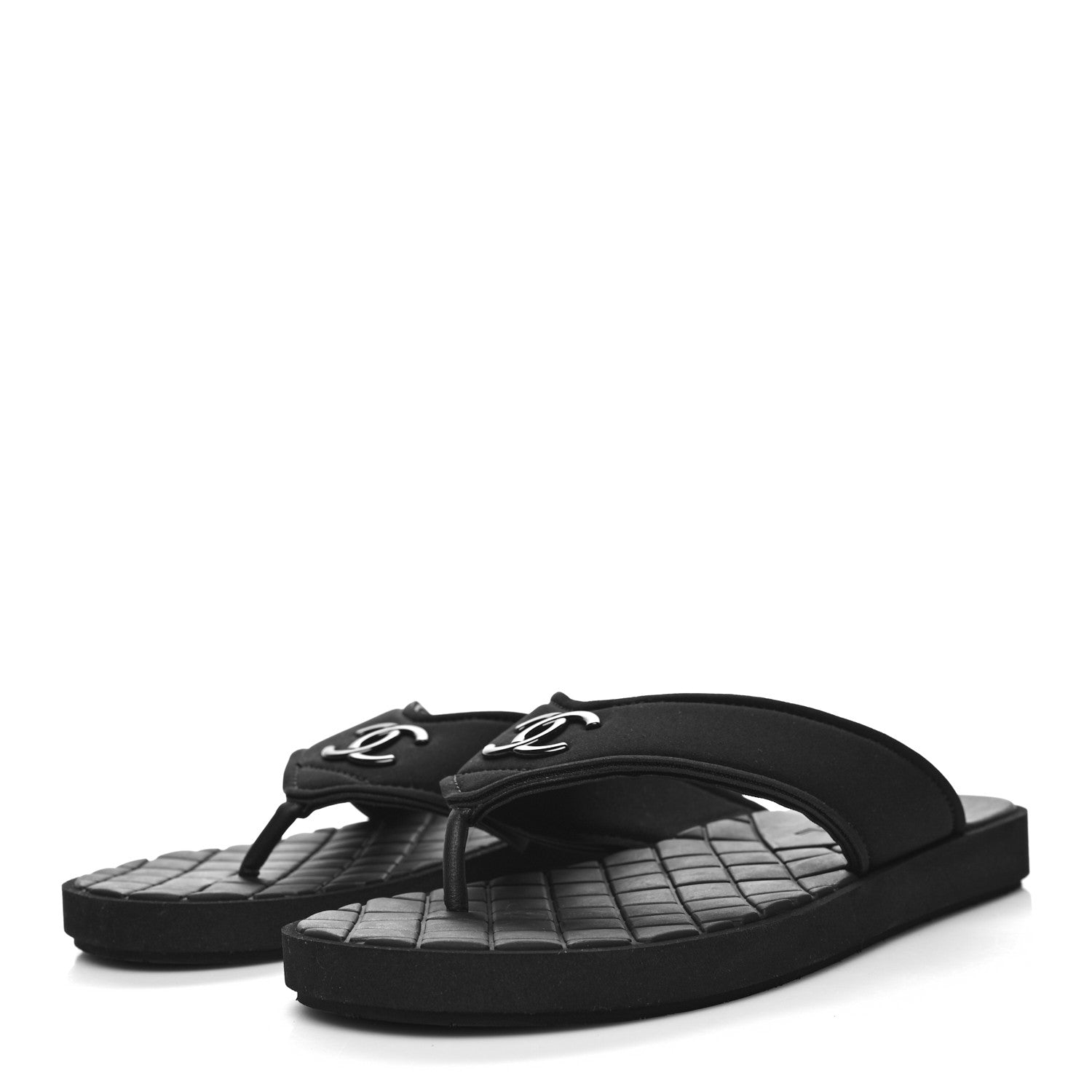 Chanel Fabric CC Thong Sandals 39 Black 3 of 8