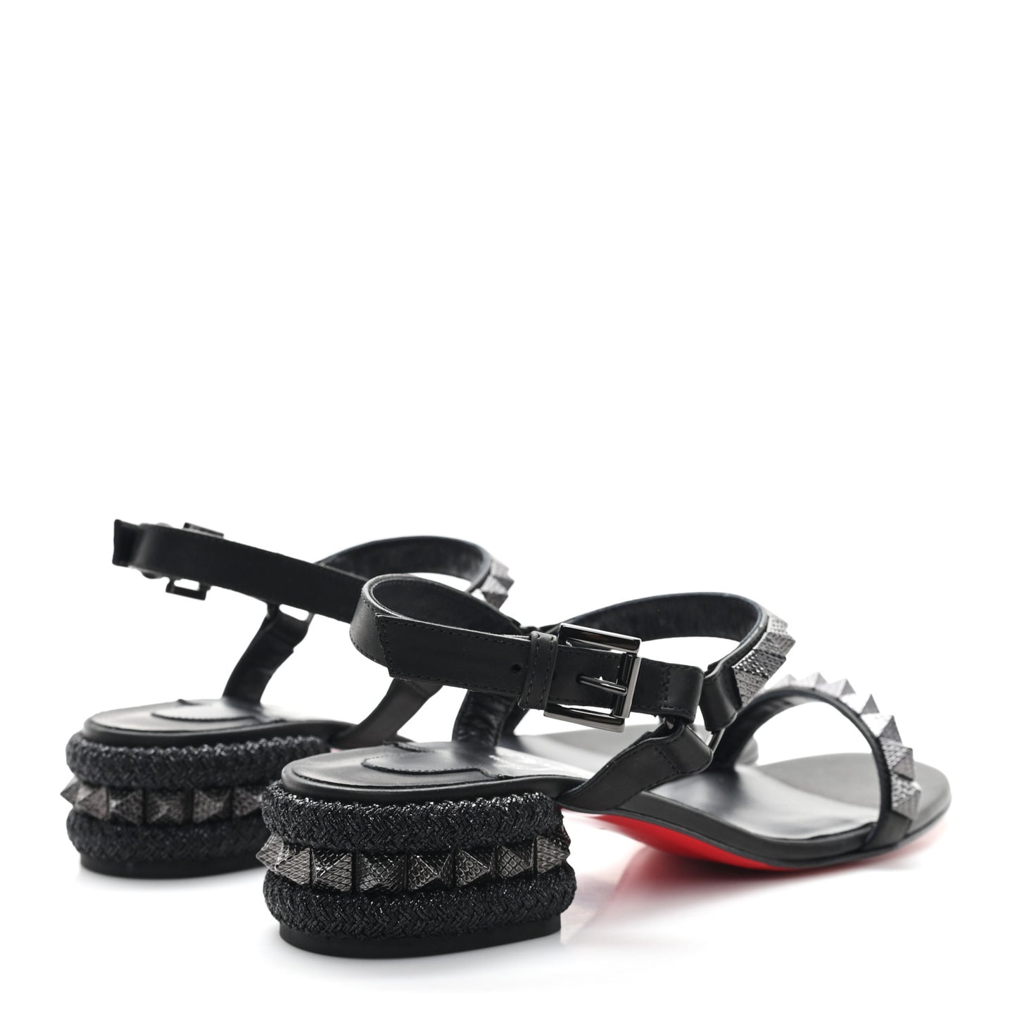 Waxed Calfskin Pyrasand 30mm Strappy Sandals 38 Black