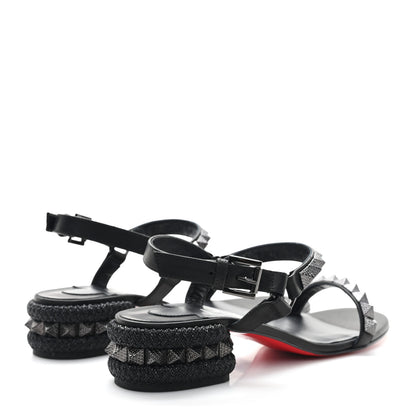 Christian Louboutin Waxed Calfskin Pyrasand 30mm Strappy Sandals 38 Black 5 of 9