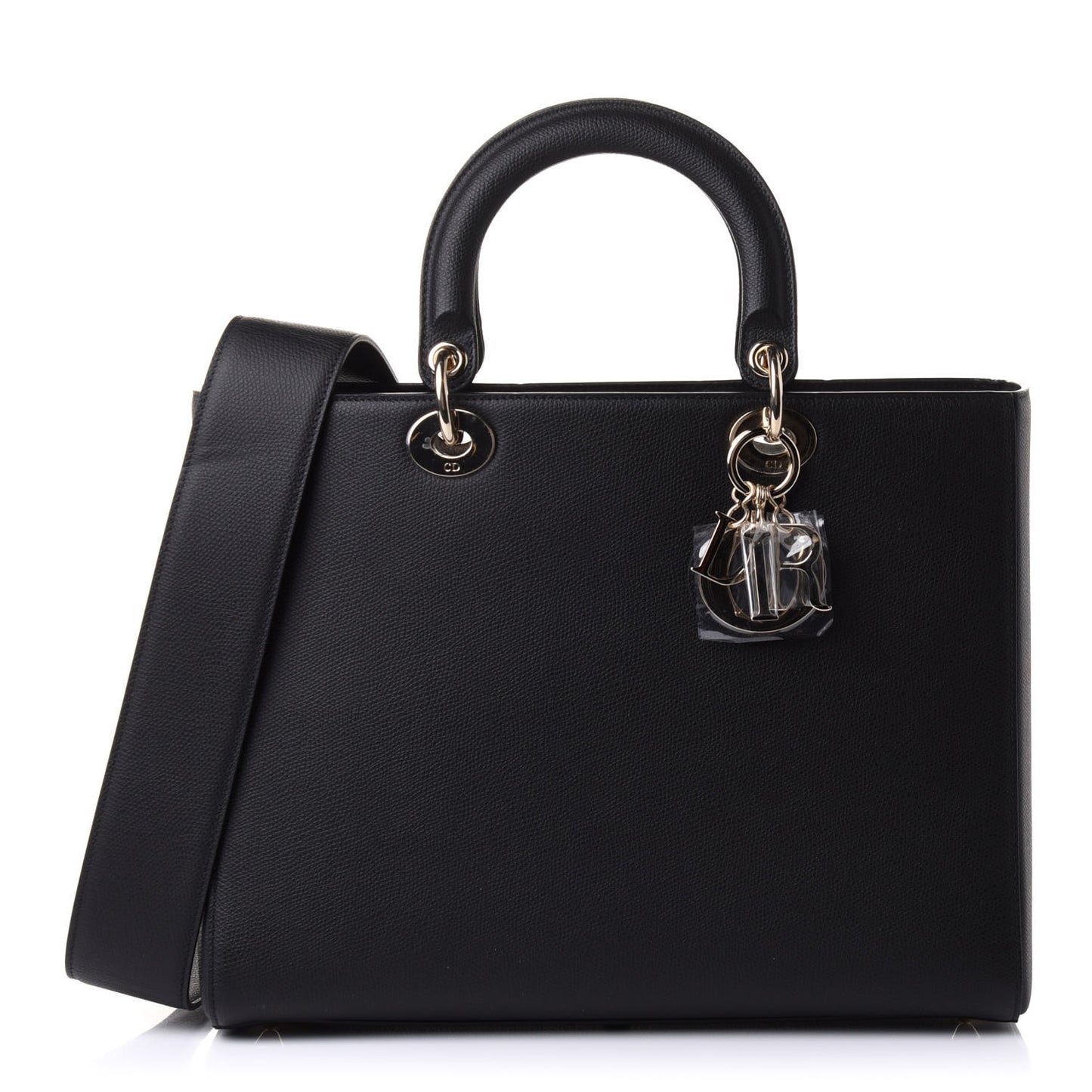 Grained Calfskin Large Lady Dior Black