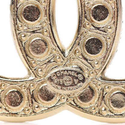 Chanel Pearl Crystal CC Brooch Light Gold 3 of 4