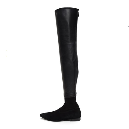 Chanel Suede Lambskin Thigh High Boots 40.5 Black 1 of 12