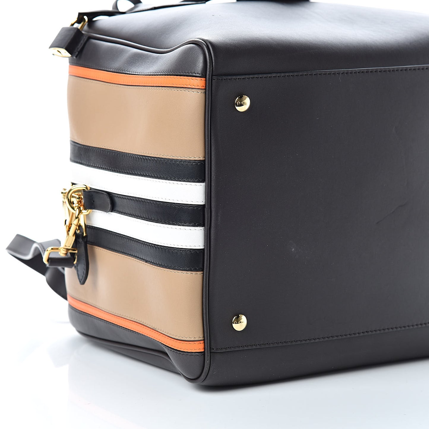 Smooth Calfskin Stripe Intarsia Bag Black
