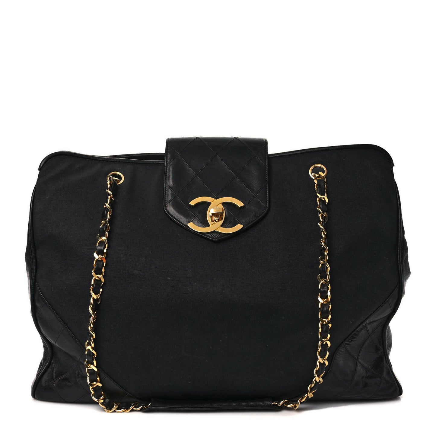 Canvas Calfskin XL Weekender Bag Black