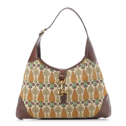 Gucci Canvas Pineapple Print Jackie O Bouvier Hobo Brown 1 of 10