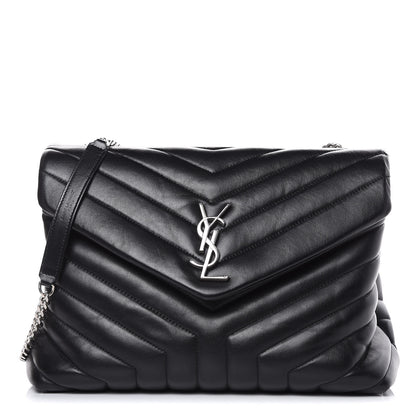 Saint Laurent Calfskin Y Quilted Monogram Medium Loulou Chain Satchel Black 1 of 11