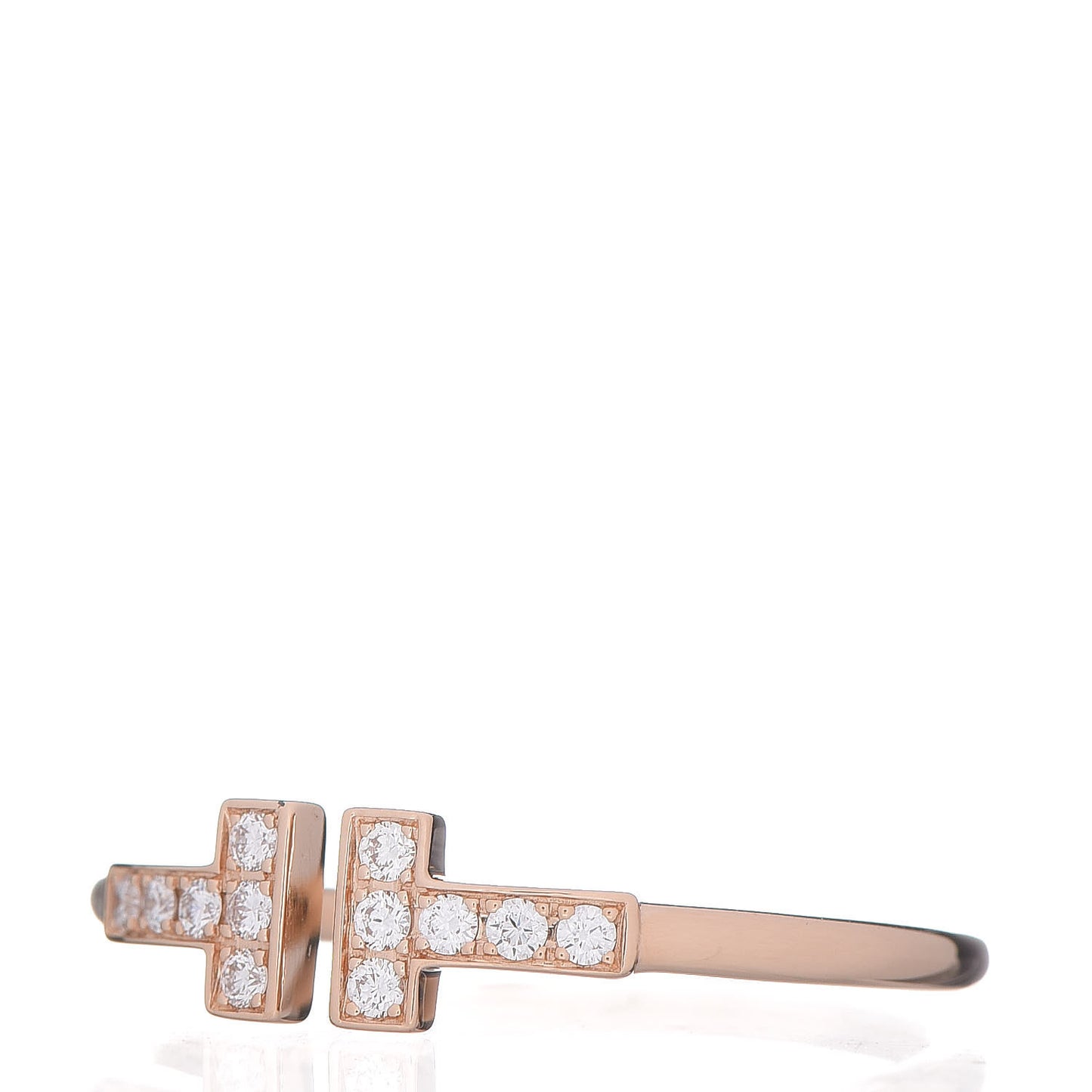 18K Rose Gold Diamond T Wire Ring 60 9.25