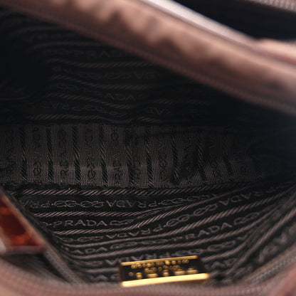 Prada Tessuto Nylon Crocodile Embossed Crossbody Brown 6 of 12