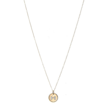 David Yurman 18K Yellow Gold Diamond Initial H Charm Necklace 1 of 7