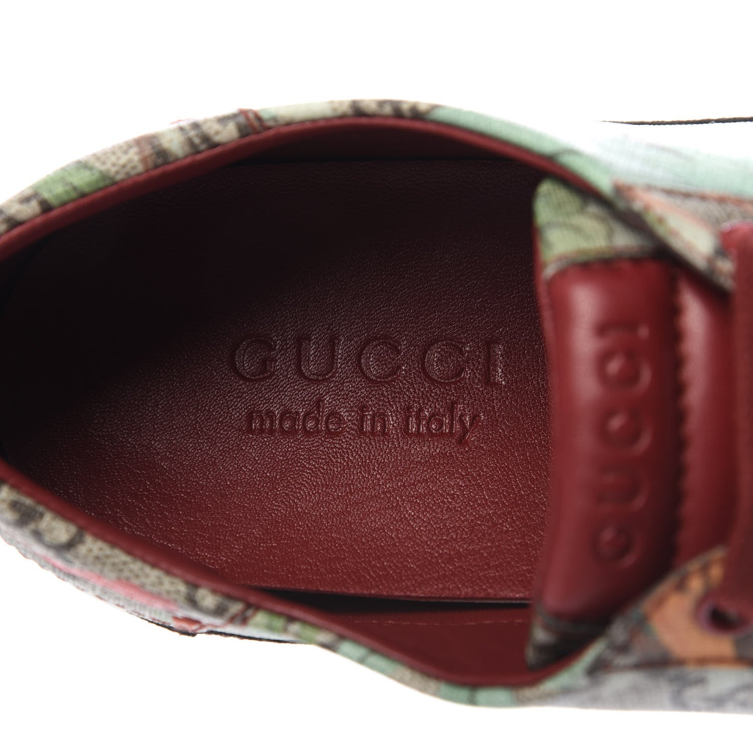 Gucci GG Supreme Monogram Tian Mens Low Top Sneakers 9 Beige Multicolor Red 7 of 10