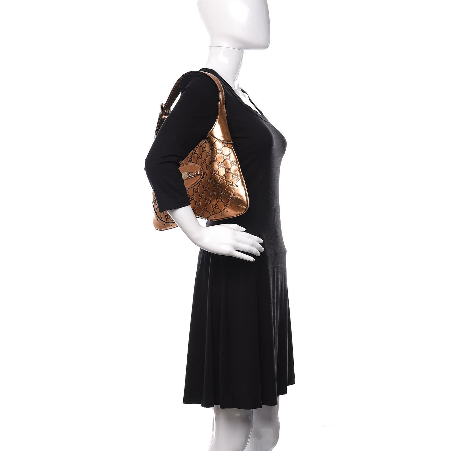 Metallic Guccissima Punch Hobo Bronze