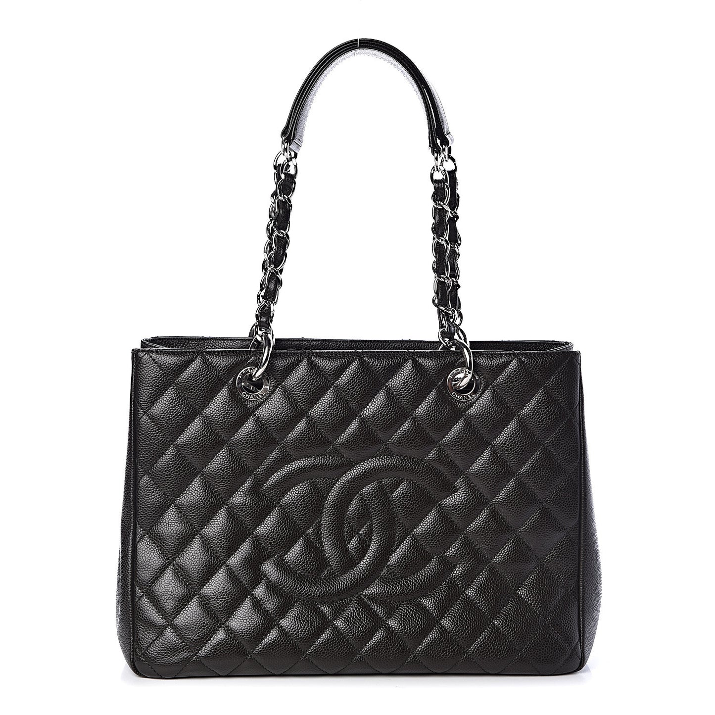 Caviar Quilted Grand Shopping Tote GST Dark Brown