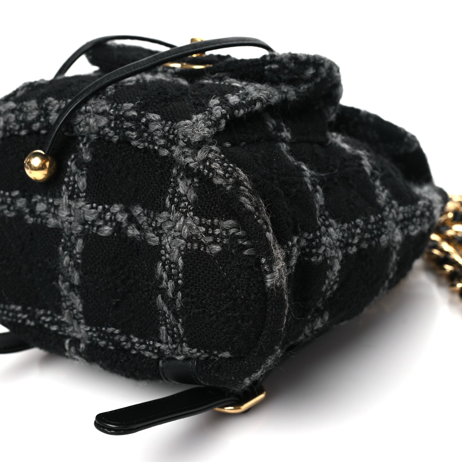 Chanel Wool Tweed Elegant Backpack Black Grey 10 of 11