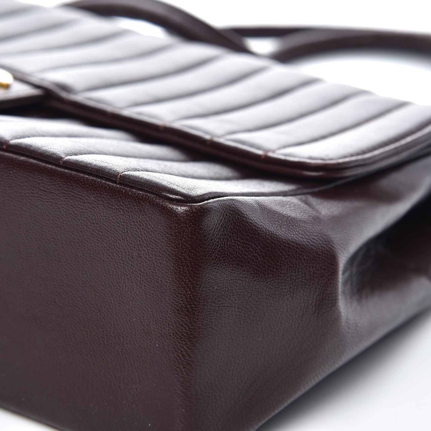 Lambskin Vertical Quilt Medium Flap Brown
