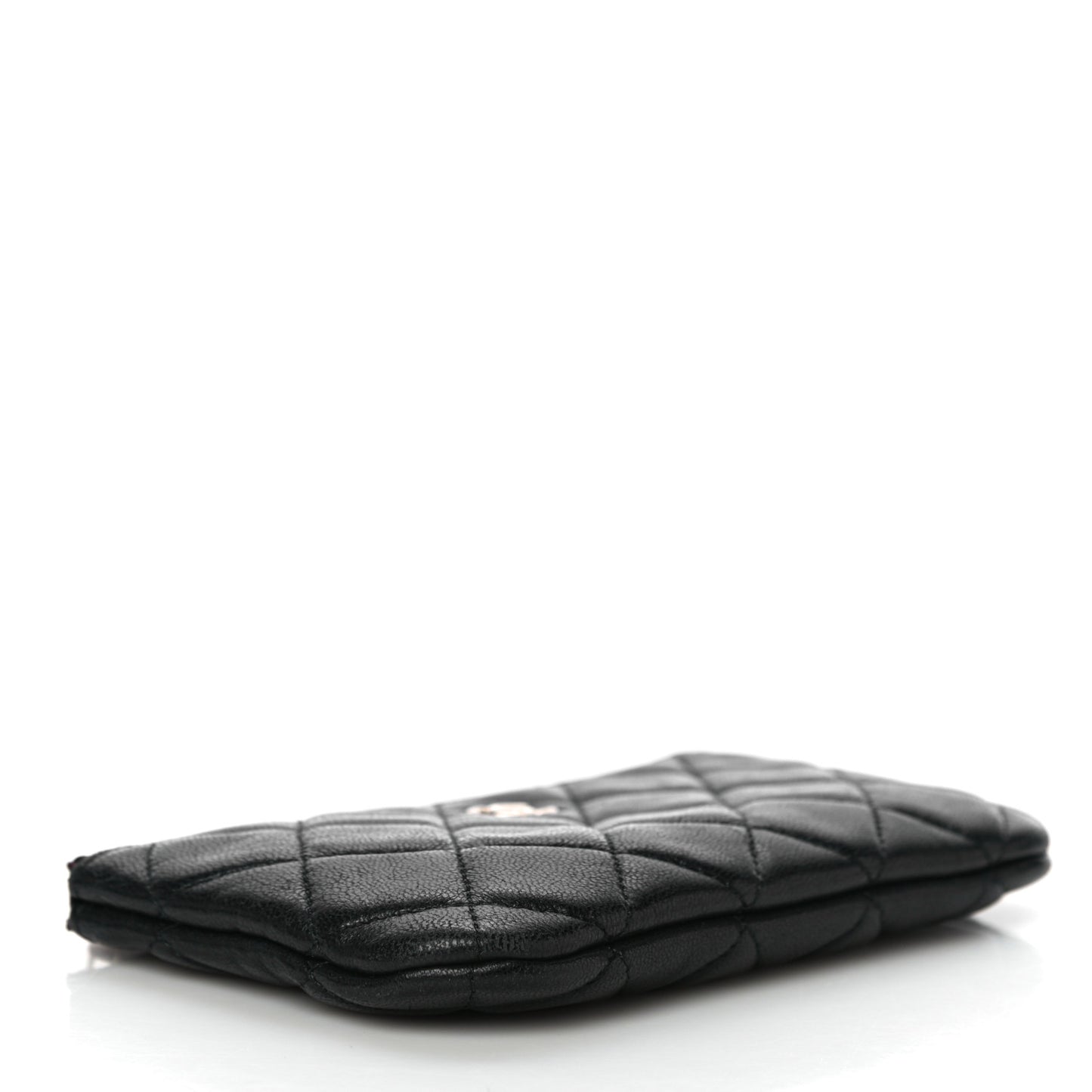 Lambskin Quilted Small Cosmetic Case Black