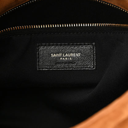 Saint Laurent Suede Calfskin Quilted Medium Loulou Puffer Monogram Chain Satchel Cinnamon 6 of 12