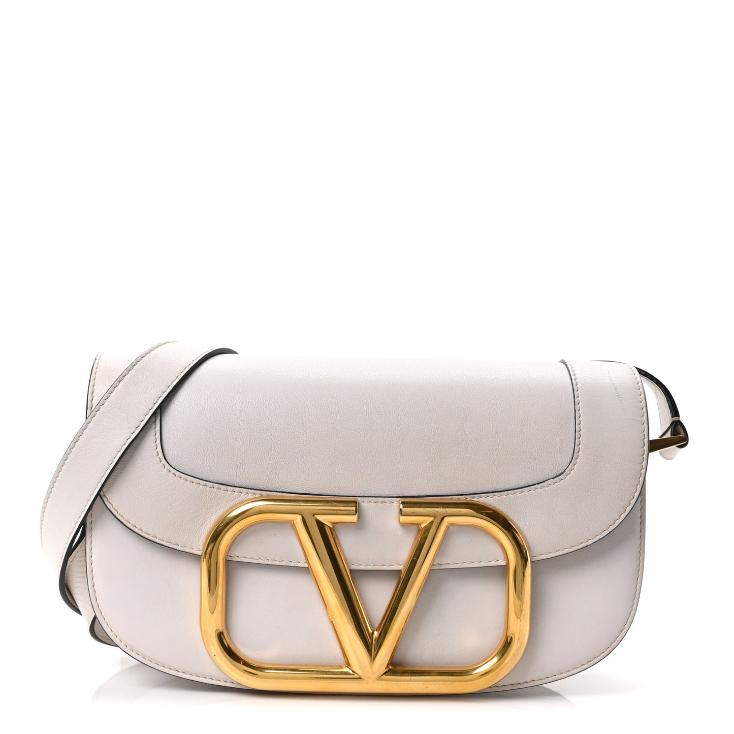 Smooth Calfskin Supervee Shoulder Bag Optic White