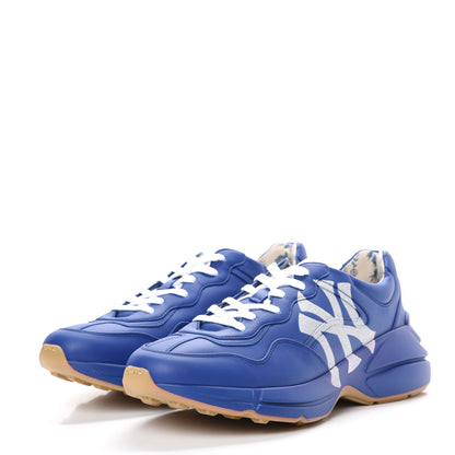 Gucci X MLB Calfskin NY Yankees Mens Rhyton Sneakers 10 Electric Blue 3 of 9