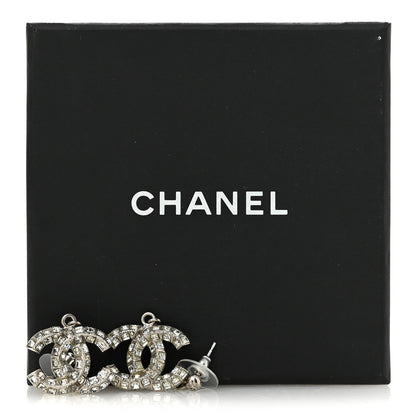 Chanel Baguette Crystal CC Drop Earrings Silver 5 of 5