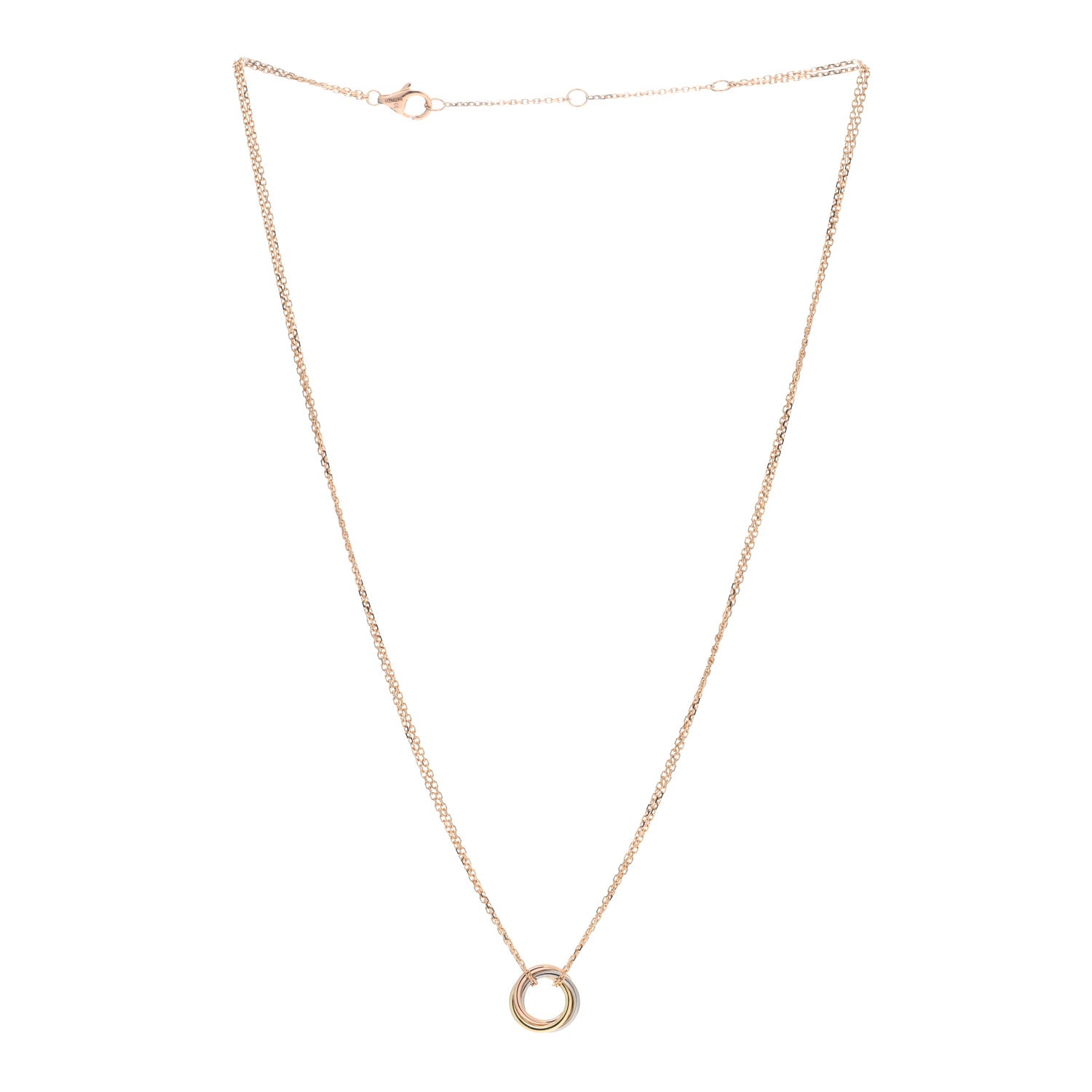 Cartier 18K Pink Yellow White Gold Trinity Double Chain Pendant Necklace 2 of 5