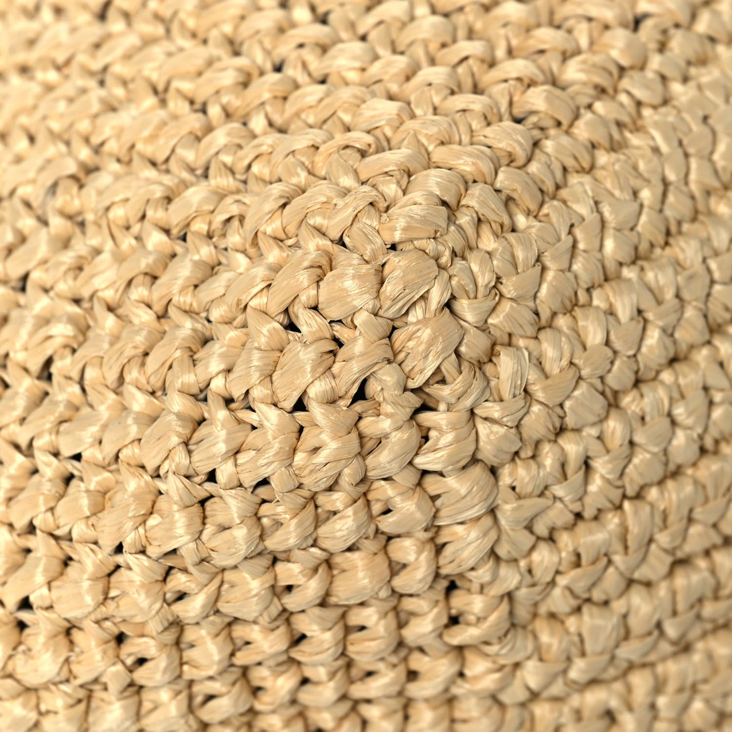 Yarn Raffia Effect Crochet Embroidered Logo Tote Naturale