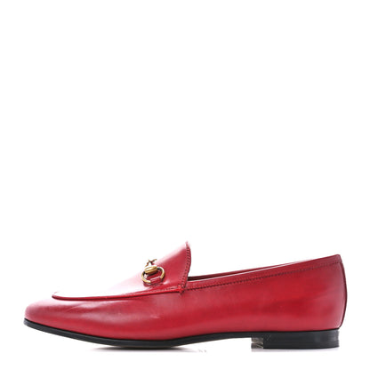 Gucci Calfskin Womens Jordaan Loafers 38.5 Hibiscus Red 1 of 9