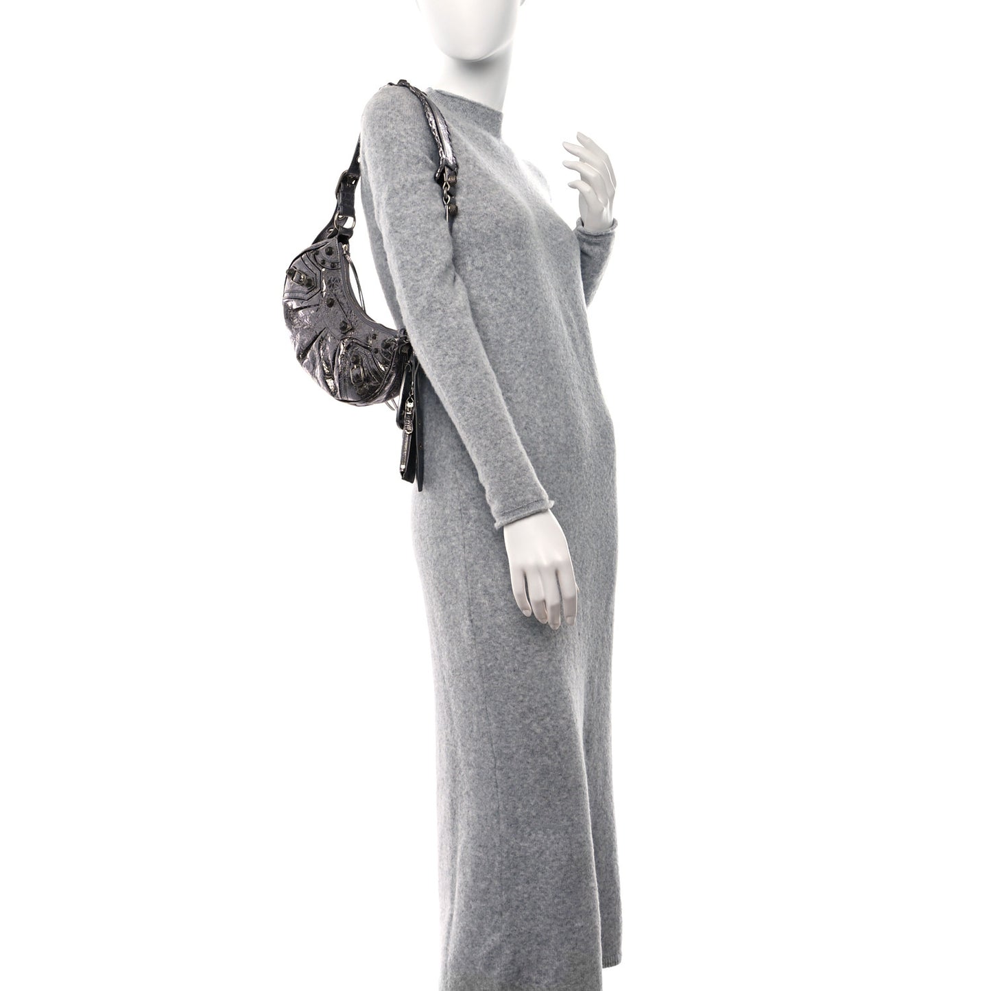 Metallic Agneau Arena Le Cagole Shoulder Bag XS Silver