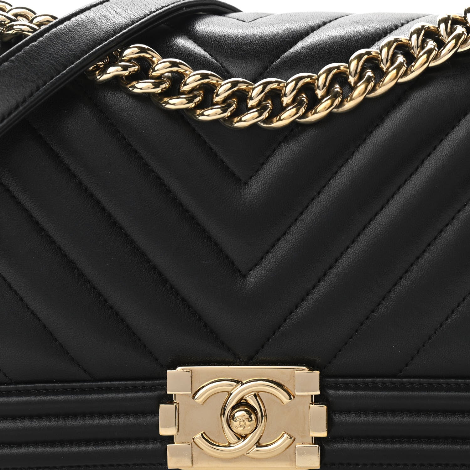 Chanel Calfskin Chevron Quilted Medium Boy Flap Black 7 of 11