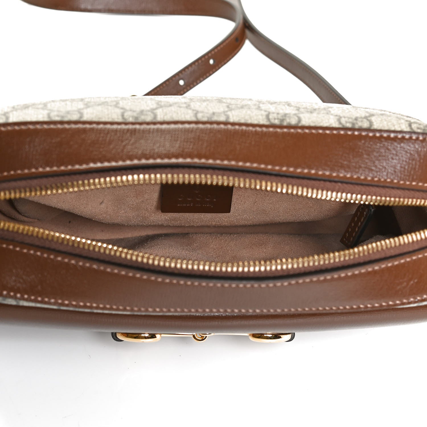 Gucci GG Supreme Monogram Small Horsebit 1955 Shoulder Bag Beige Brown Sugar 5 of 14
