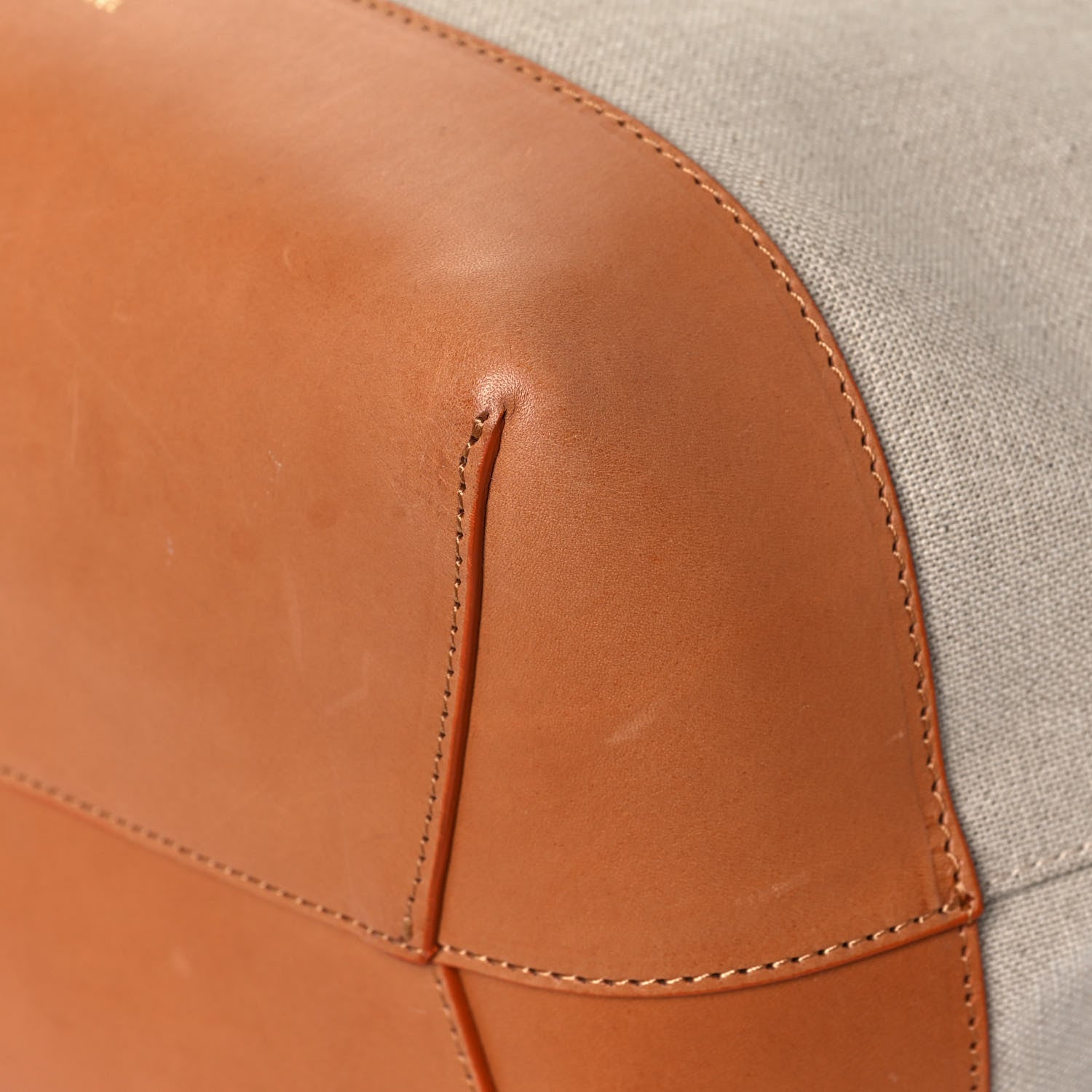 Mansur Gavriel Canvas Calfskin Bucket Bag Creme Cammello 7 of 14