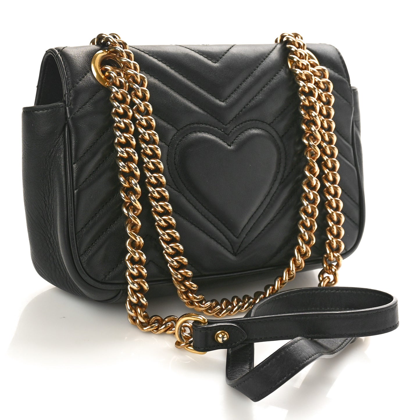 Calfskin Matelasse Mini GG Marmont Shoulder Bag Black