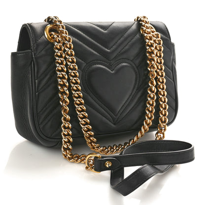 Gucci Calfskin Matelasse Mini GG Marmont Shoulder Bag Black 3 of 12