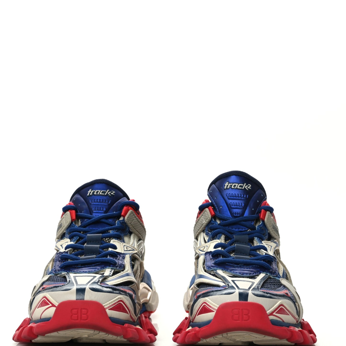Rubber Mesh Bi-Color Womens Track.2 Open Sneakers 39 Beige Blue Red