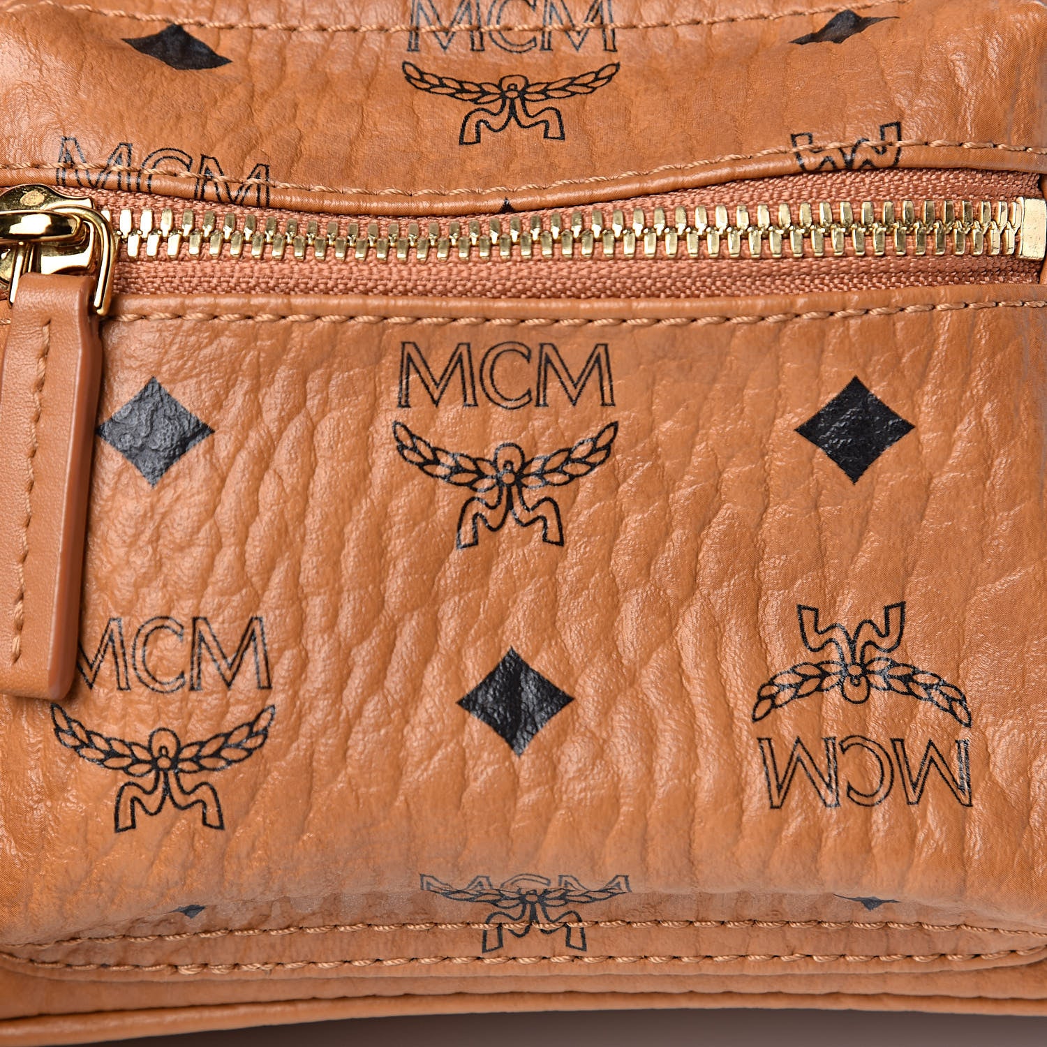 MCM Visetos Side Stud X-Mini Stark Bebe Boo Backpack Cognac 10 of 12