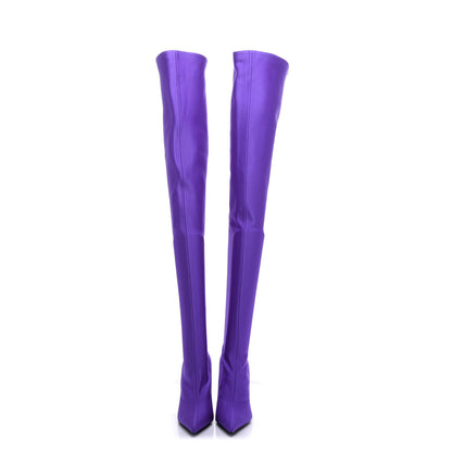 Balenciaga Spandex Pointed Toe Knife Thigh High Boots 35 Violet 2 of 11