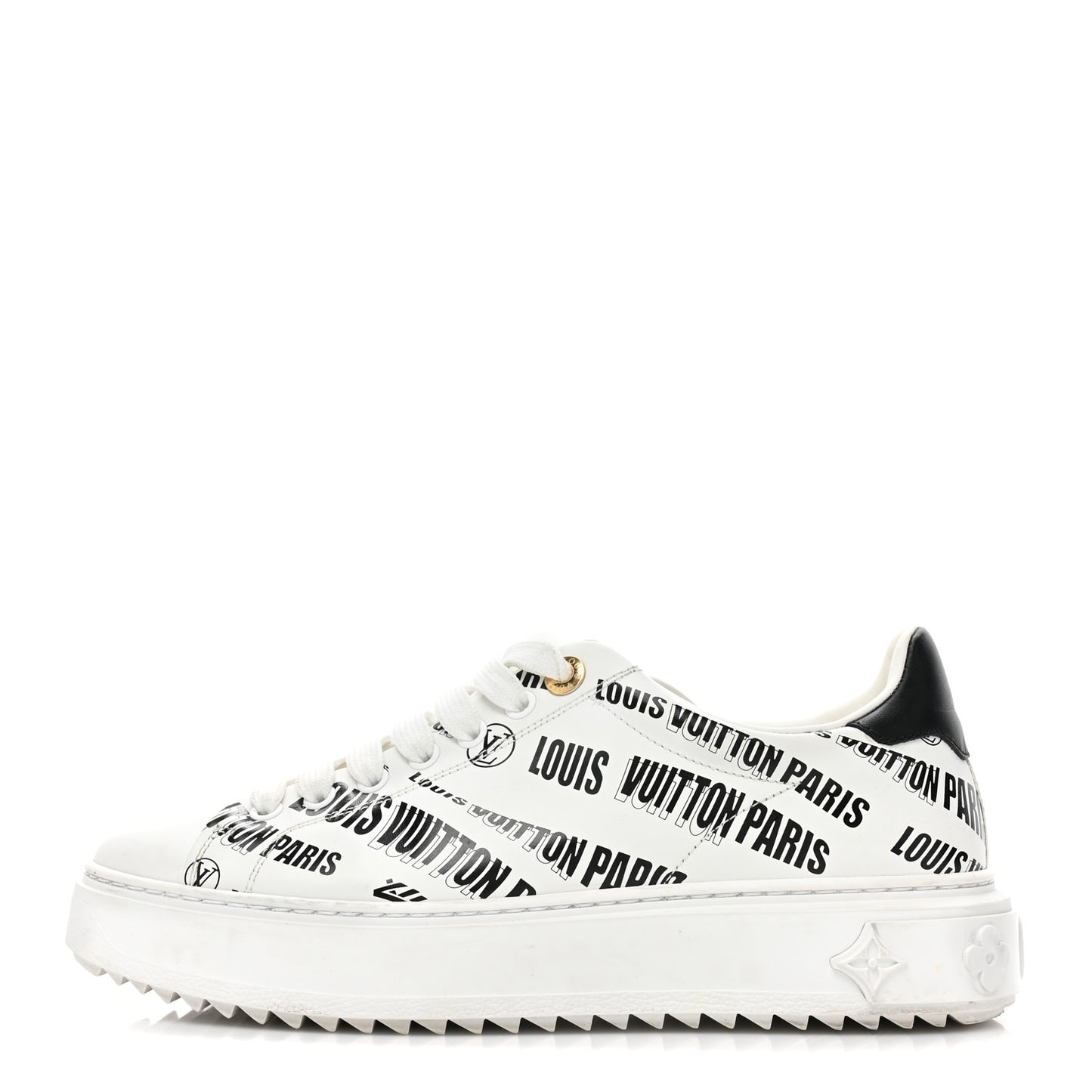 Calfskin Printed Time Out Trainer Sneakers 38 White